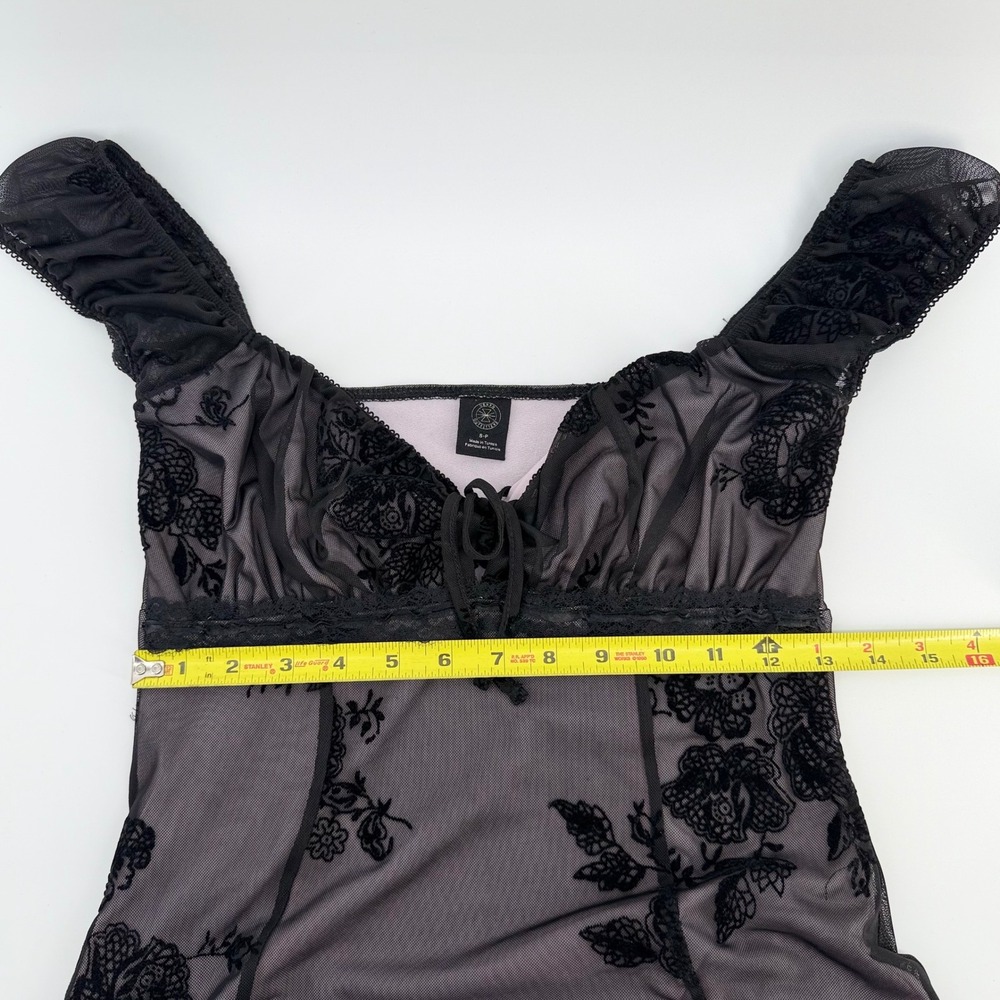 Urban Outfitters Sheer Mesh Babydoll Dress Goth Coquette Fairy Grunge S - Picture 6 of 9